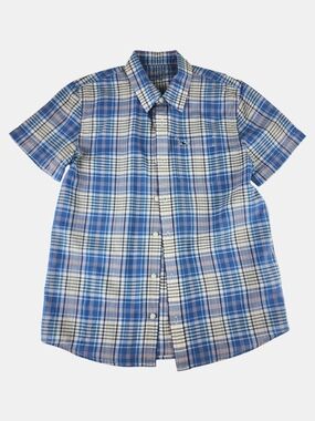 Vineyard Vines Blue, White & Tan Plaid Short-Sleeve Button-Down